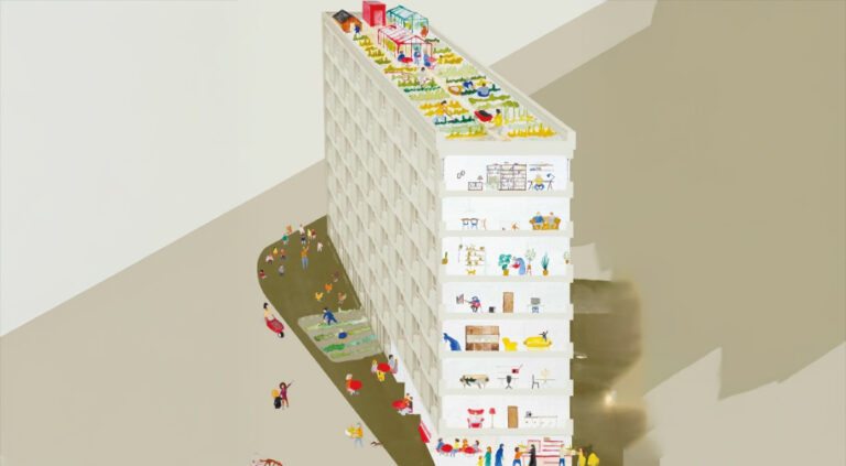 Billedet viser en rendering af renoveringsprojektet på Axelborg i Horsens