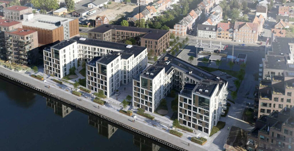 Billedet viser en rendering af Honnørkajen i Horsens