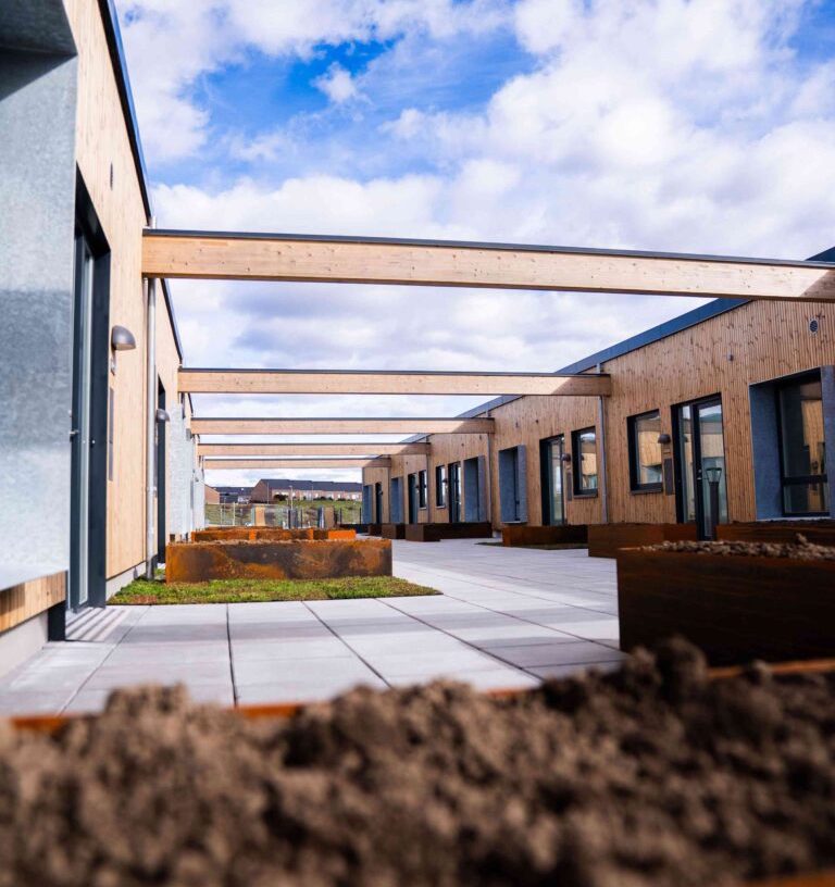 Billedet viser nogle af de alemene boliger i Nørrestrand i Horsens